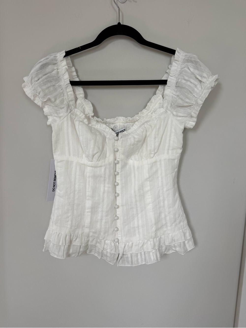 Princess Polly White Ruffled Button Front Peasant Blouse